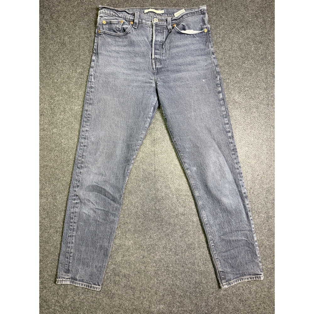 Levis Premium Wedgie Straight Black Denim High Rise Button Fly Jeans Womens 28